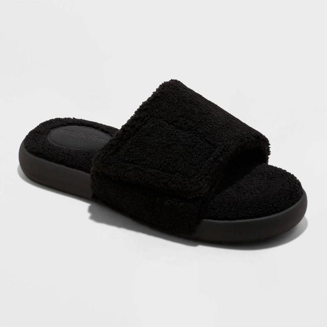 Men's Rodney Adjustable Slide Slippers - Goodfellow & Co™ Jet Black 12 Product Image