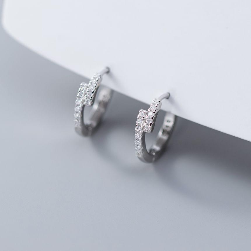 925 Sterling Silver Rhinestone Hoop Earring Product Image