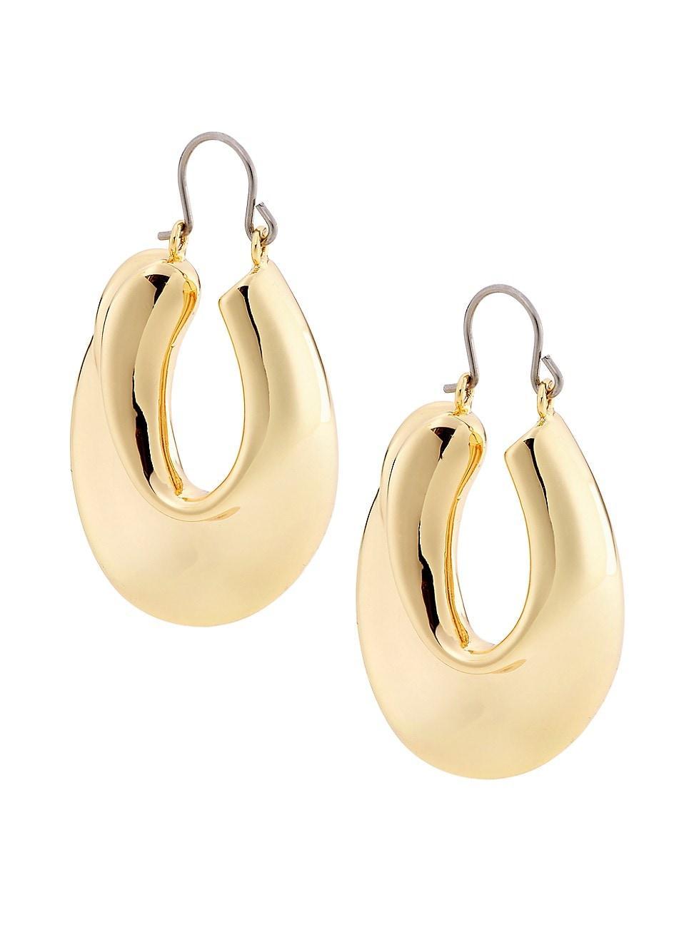 Womens 14K-Gold-Plated Hoop Earrings Product Image