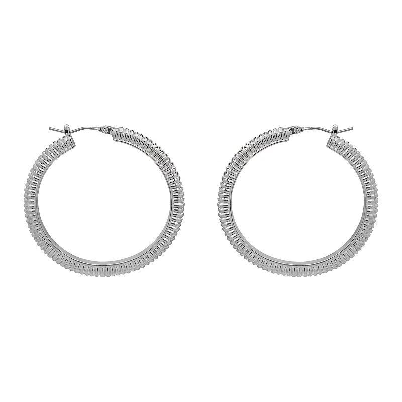 Emberly Silver Tone Braided Hoop Earrings, Womens, None Product Image