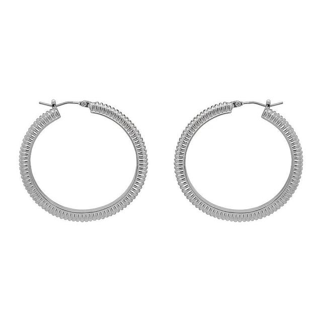 Emberly Silver Tone Braided Hoop Earrings, Womens, None Product Image