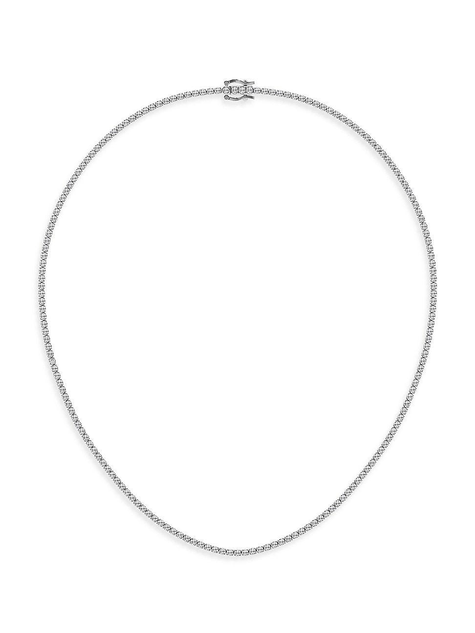 Womens Platinum & Lab-Grown Diamond Tennis Necklace Product Image