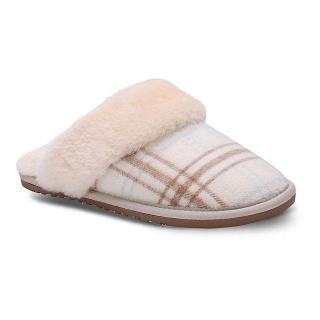 LAMO Womens Fleece Scuff Slippers Brown Plaid Product Image