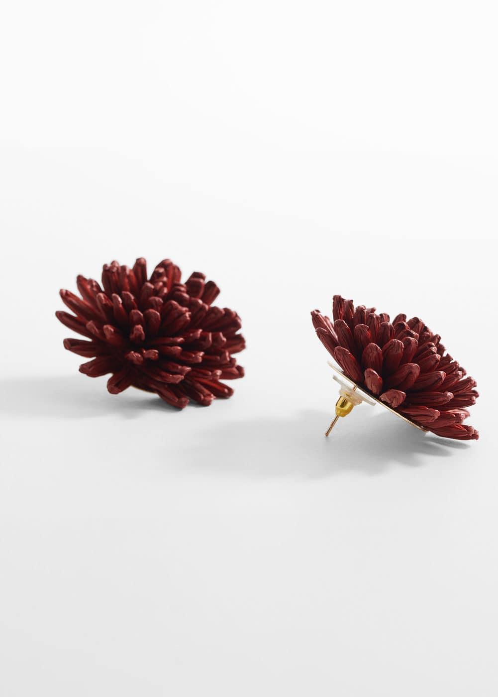 MANGO - Flowers raffia earrings - One size - Women Product Image