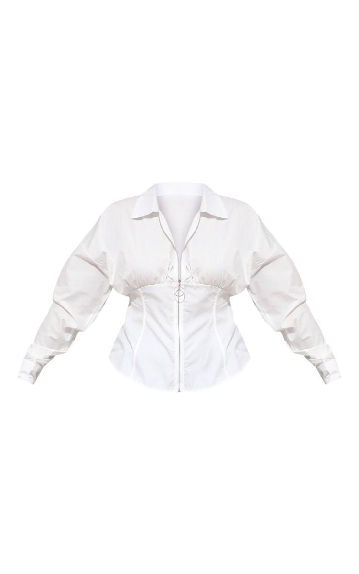 Plus White Zip Corset Detail Shirt Product Image