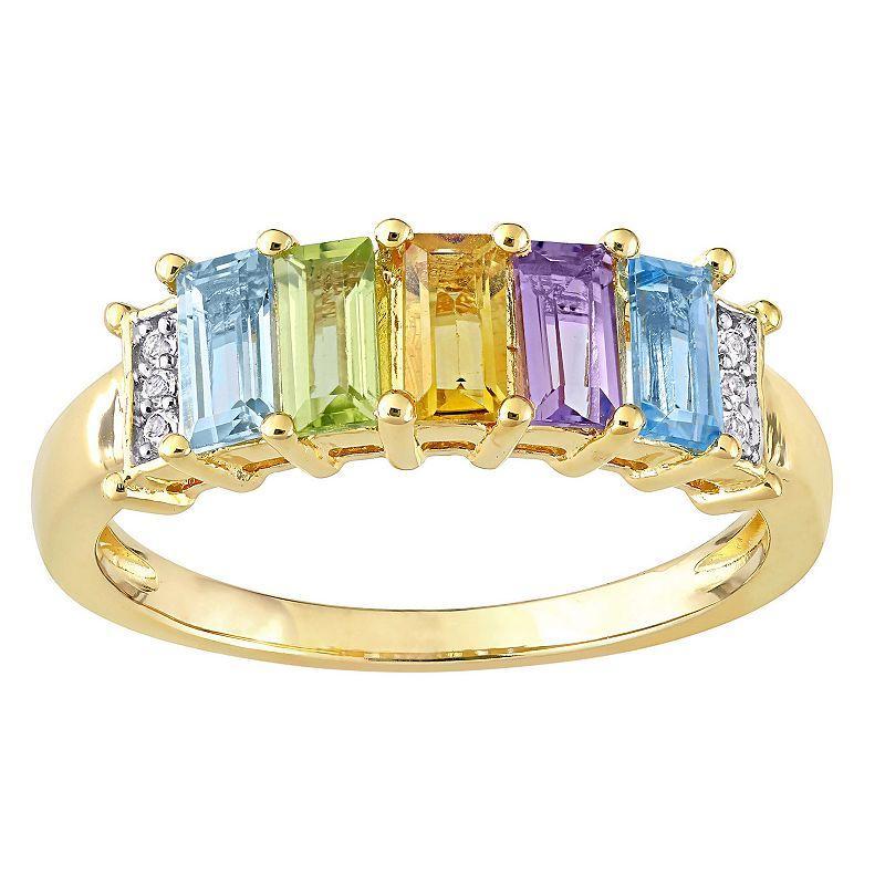 Stella Grace 18k Gold Over Silver Multi-Gemstone 5-Stone Ring, Womens, Sterling Silver Product Image