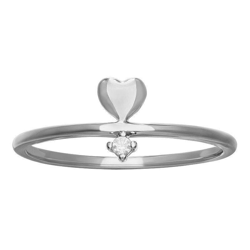 PRIMROSE Sterling Silver Heart & Cubic Zirconia Accent Ring, Womens Product Image