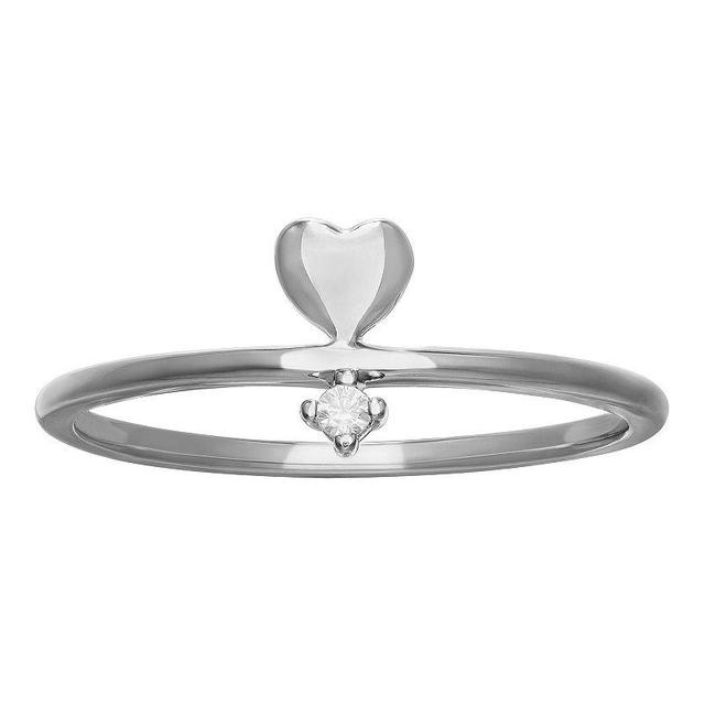 PRIMROSE Sterling Silver Heart & Cubic Zirconia Accent Ring, Womens Product Image