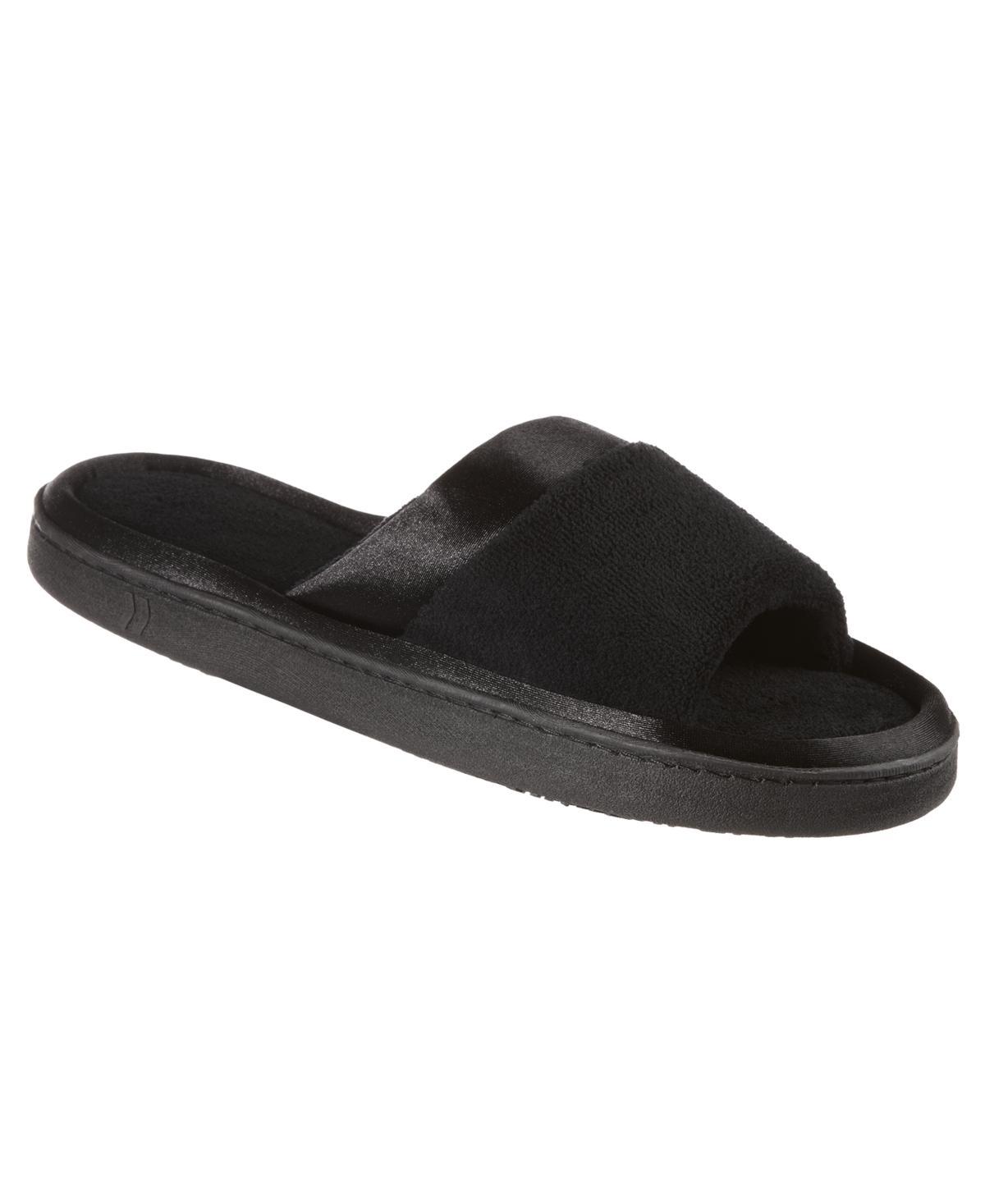 Isotoner Womens Microterry Satin Trim Wider Width Slide Slippers Product Image