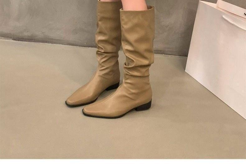 Ruched Mid-Calf Boots Product Image