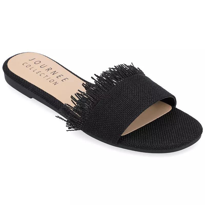 Journee Collection Koreene Womens Fringed Slide Sandals Product Image