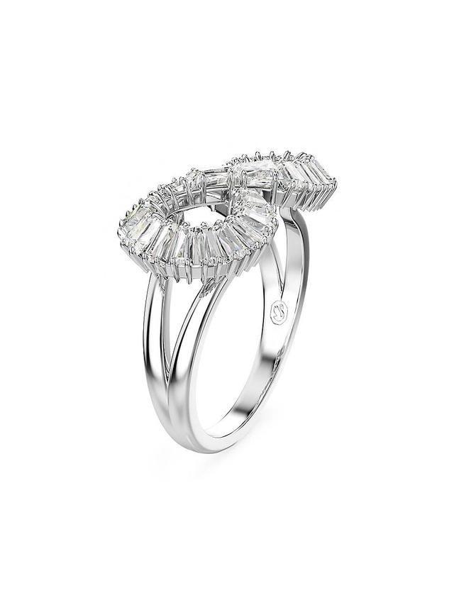 Womens Hyperbola Rhodium-Plated & Crystal Cocktail Ring Product Image