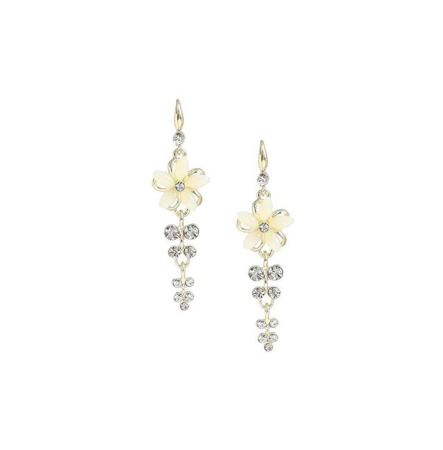 Sohi Womens Gold Embellished Flower Drop Earrings Product Image