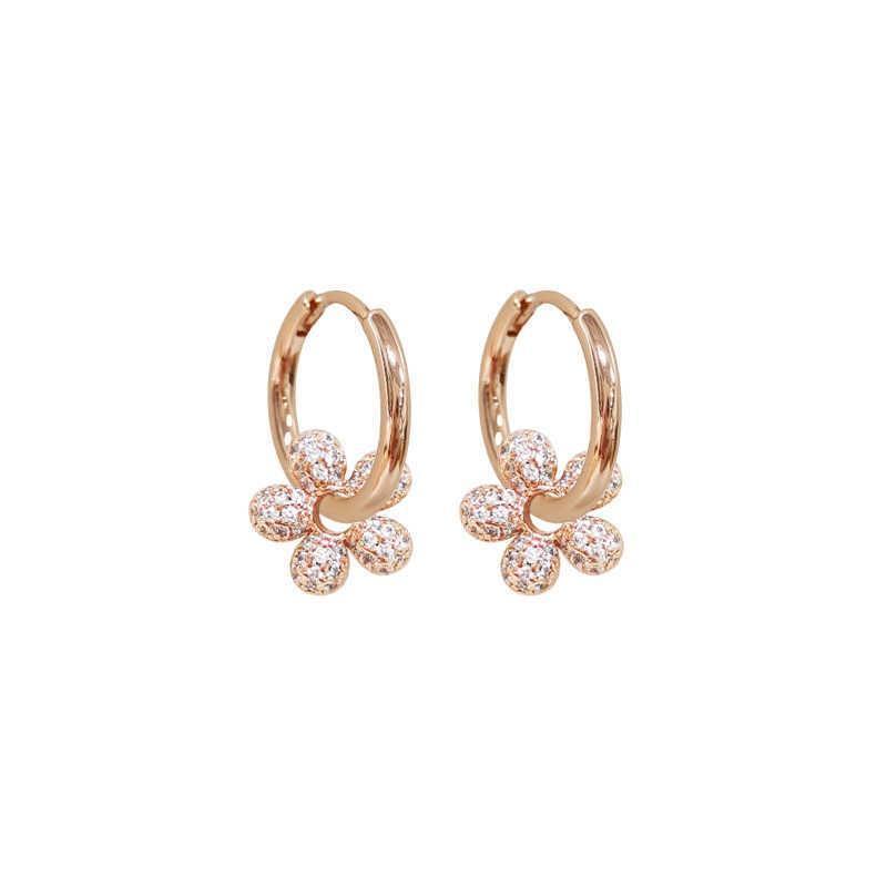 Rhinestone Flower Drop Earring Product Image