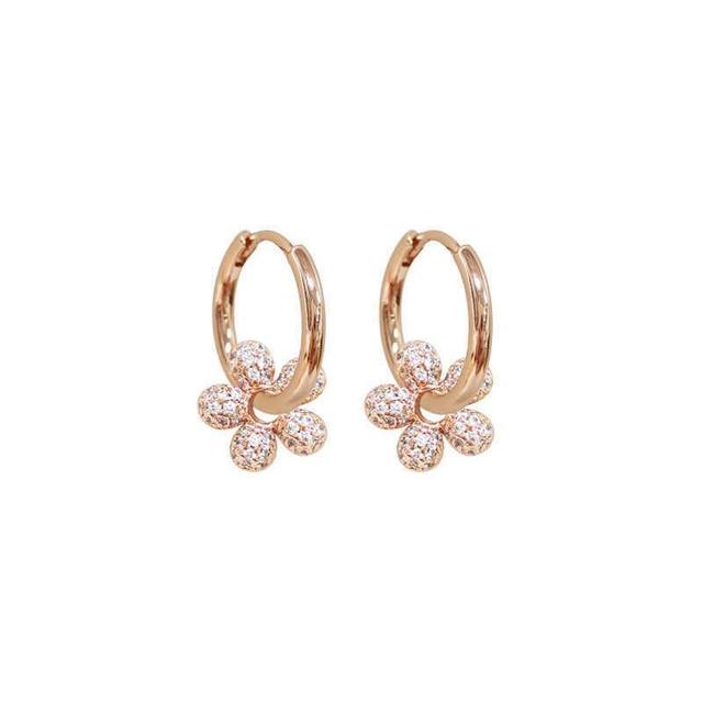 Rhinestone Flower Drop Earring Product Image