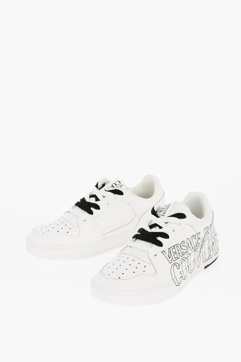 VERSACE Jeans Couture Leather Starlight Low Top Sneakers With Printe In White Product Image