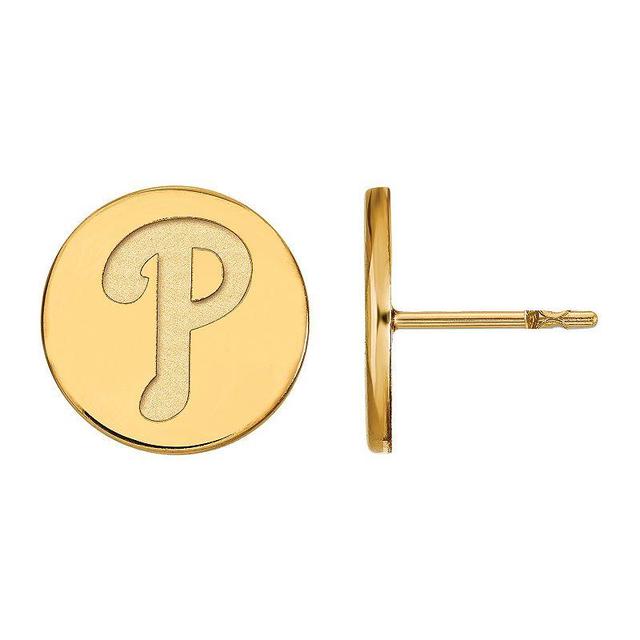 LogoArt Sterling Silver Philadelphia Phillies Small Disc Earrings, Womens Gold Tone Product Image