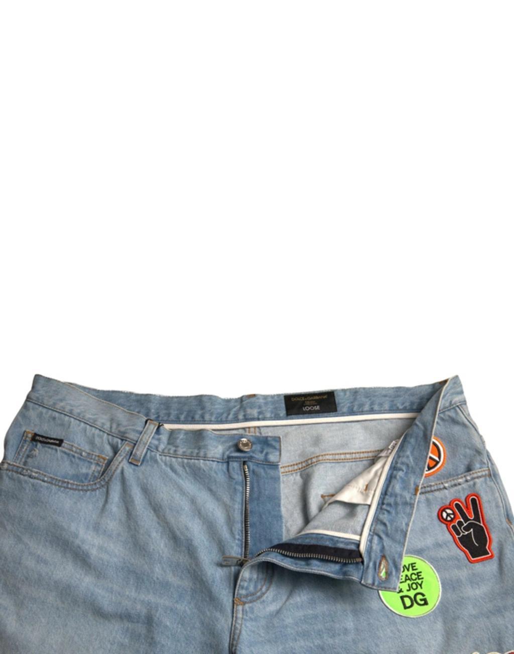 Light Blue Cotton Men Bermuda Denim Shorts Product Image