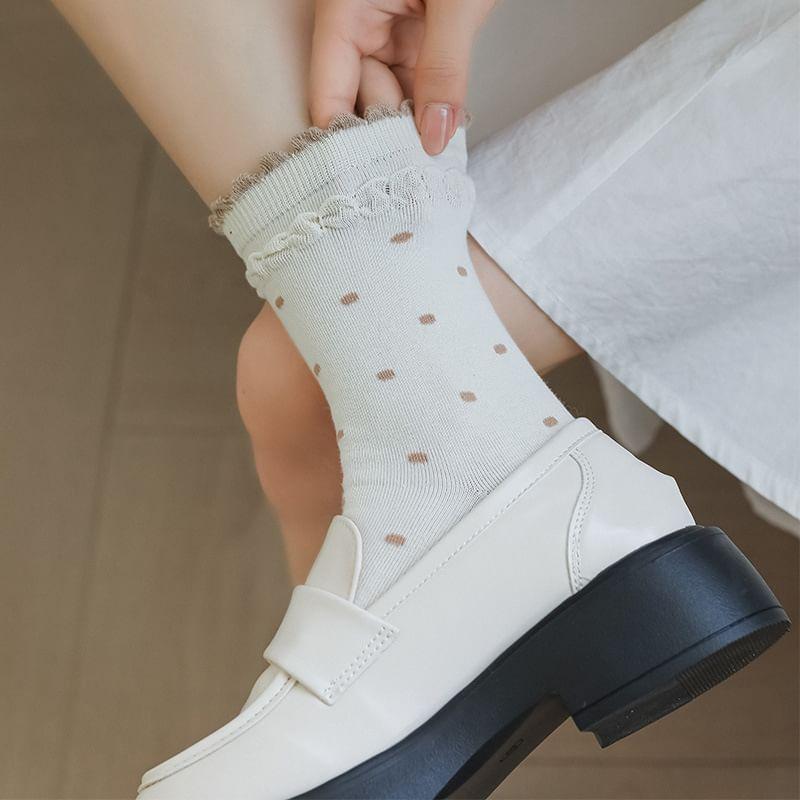 Dotted Contrast Trim Socks Product Image