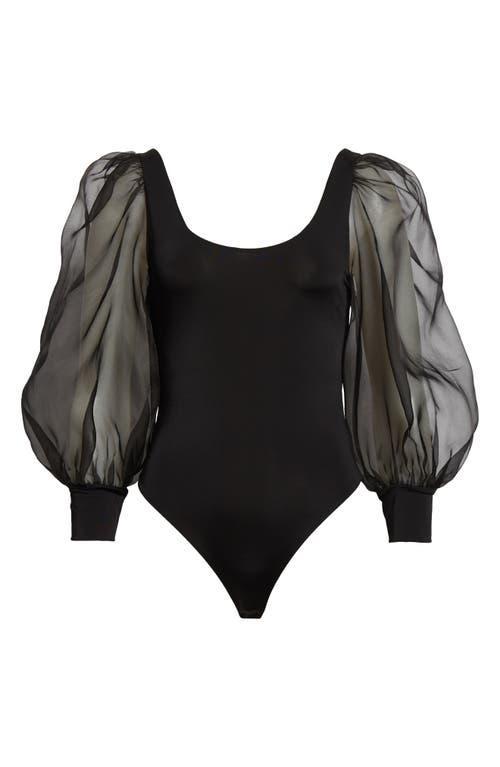 ALICE AND OLIVIA Alice + Olivia Jillianne Sheer Sleeve Bodysuit In Black Product Image