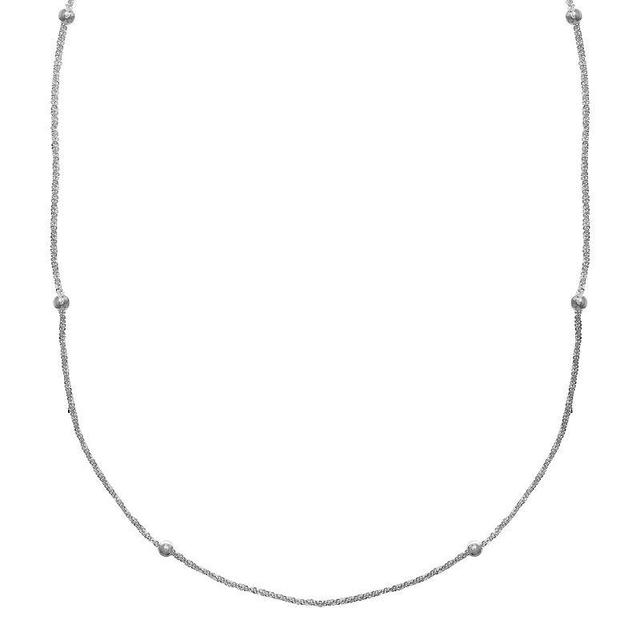 PRIMROSE Sterling Silver Beaded Sparkle Chain Necklace, Womens Grey Product Image