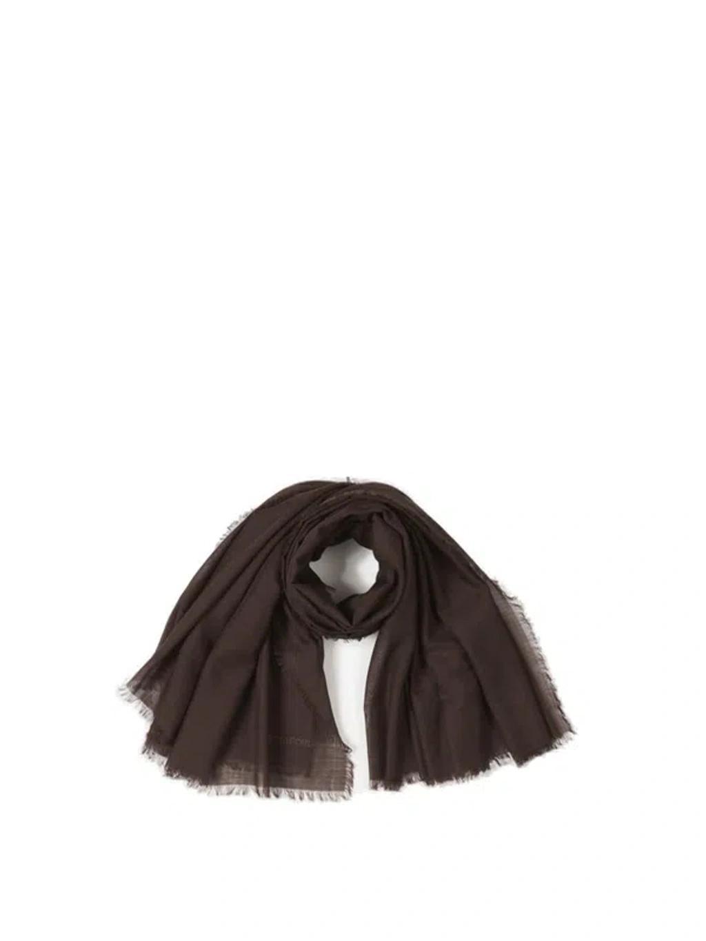 Logo Embroidered Fringed Edge Scarf In Fringed Edges Product Image