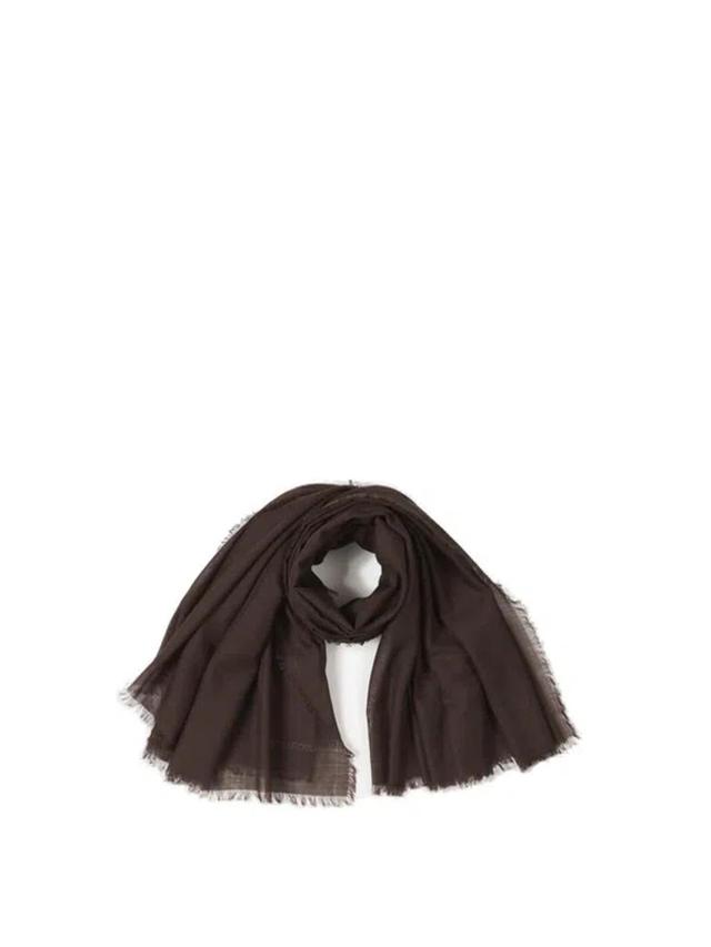 Logo Embroidered Fringed Edge Scarf In Fringed Edges Product Image