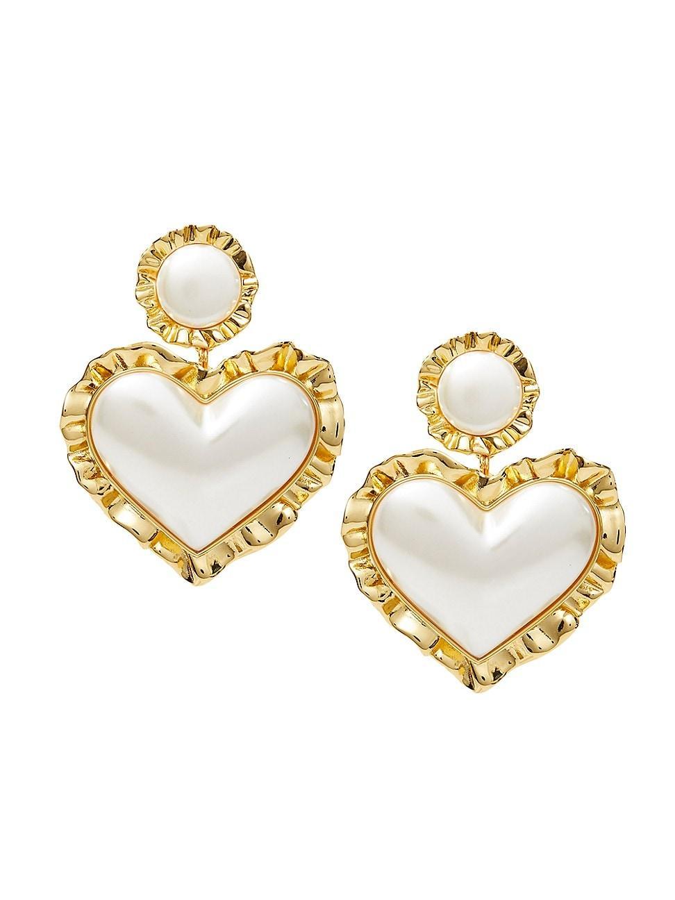 Womens 14K Gold-Plated & Resin Heart Drop Earrings Product Image