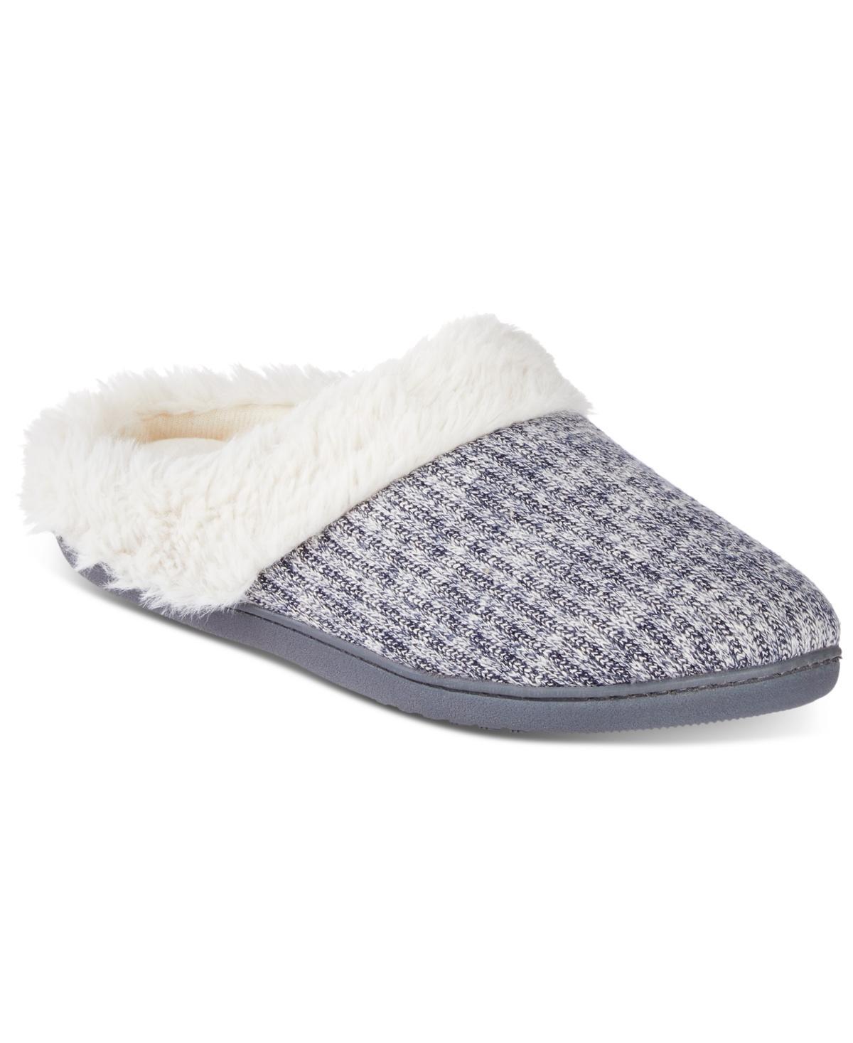 Isotoner Signature Womens Caroline Sweater Rib-Knit Clog Slippers - Navy Product Image