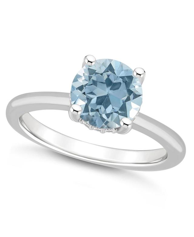 Alyson Layne Sterling Silver 8 mm Round Gemstone & Diamond Accent Ring, Womens Blue Product Image