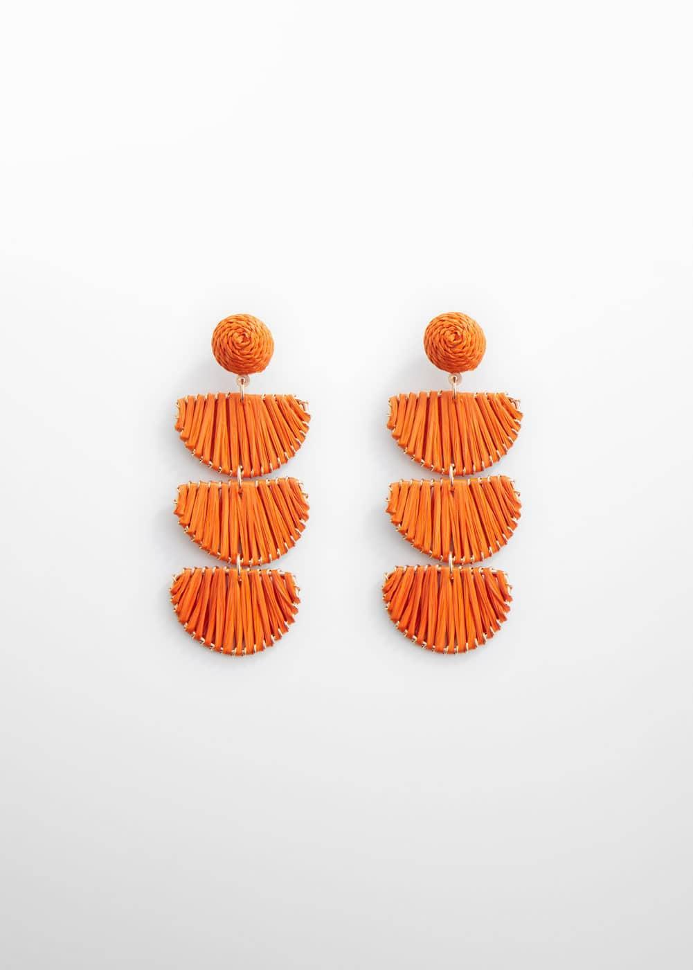 MANGO - Long raffia earrings - One size - Women Product Image