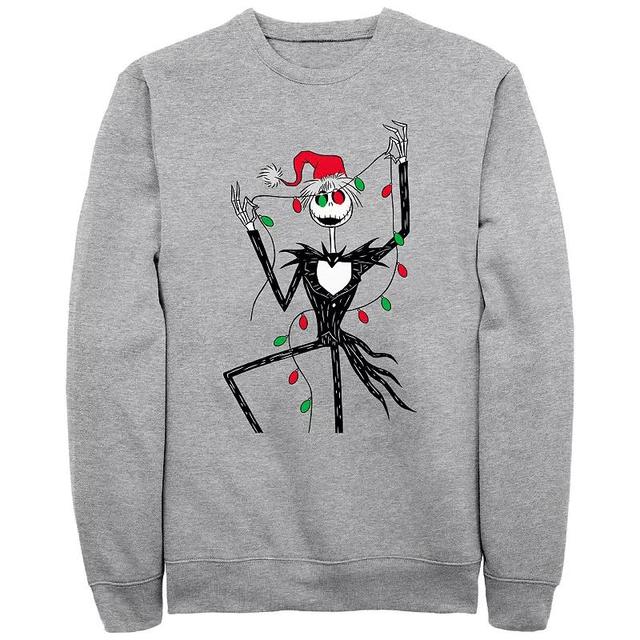 Disneys The Nightmare Before Christmas Big & Tall Jack With Xmas Lights Graphic Fleece Pullover, Mens Athletic Grey Product Image