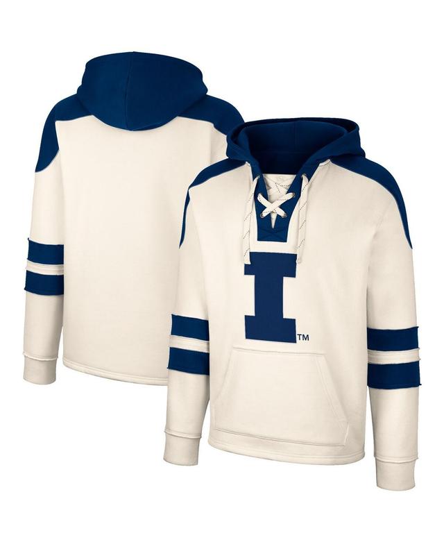 Mens Colosseum Cream Illinois Fighting Illini Lace-Up 4.0 Vintage Pullover Hoodie Product Image