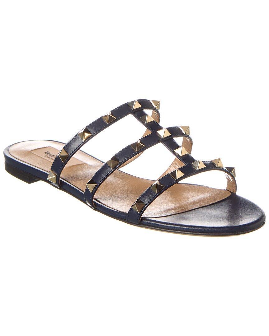 Rockstud Caged Leather Sandal In Pink Product Image