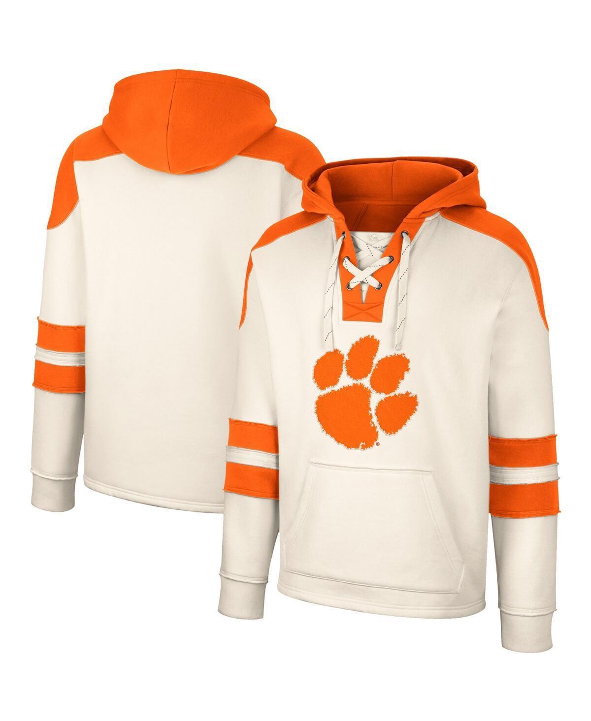 Mens Colosseum Cream Clemson Tigers Lace-Up 4.0 Vintage Pullover Hoodie Product Image