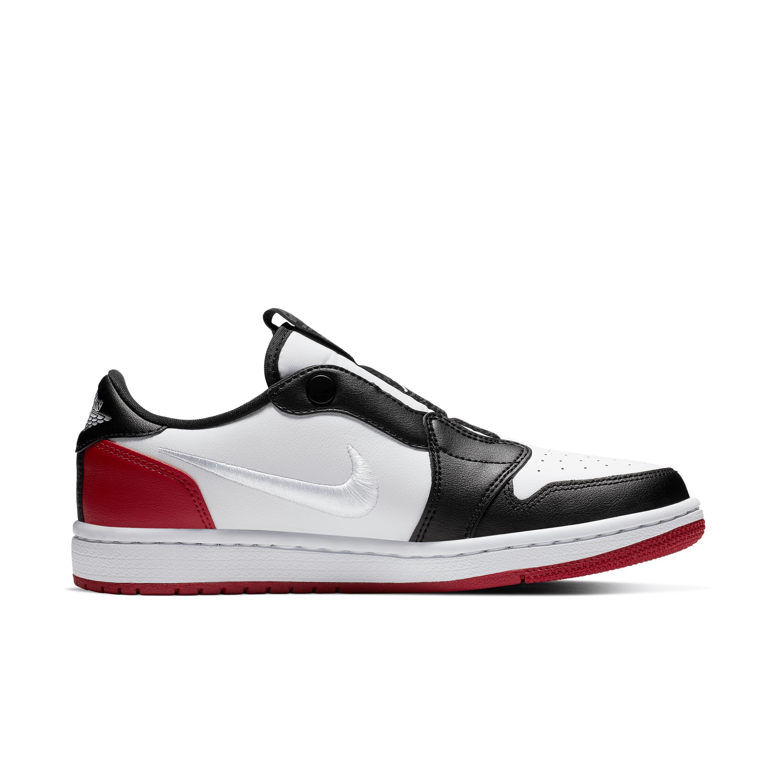 Jordan Womens Jordan Retro 1 Low Slip - Womens Basketball Shoes White/Black/Gym Red Product Image