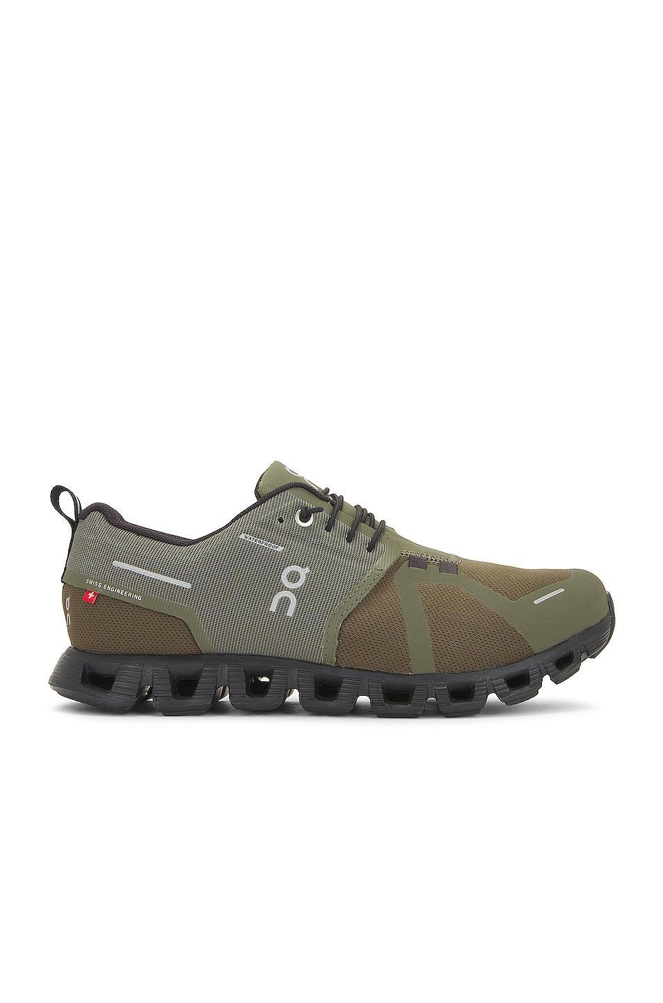 On Cloud 5 Waterproof in Olive & Black - Olive. Size 8 (also in 7, 7.5, 8.5). Product Image