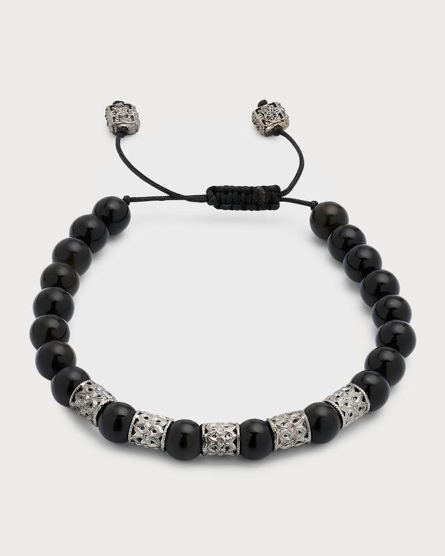 Armenta Men's Obsidian Beaded Bracelet - SILVER Product Image