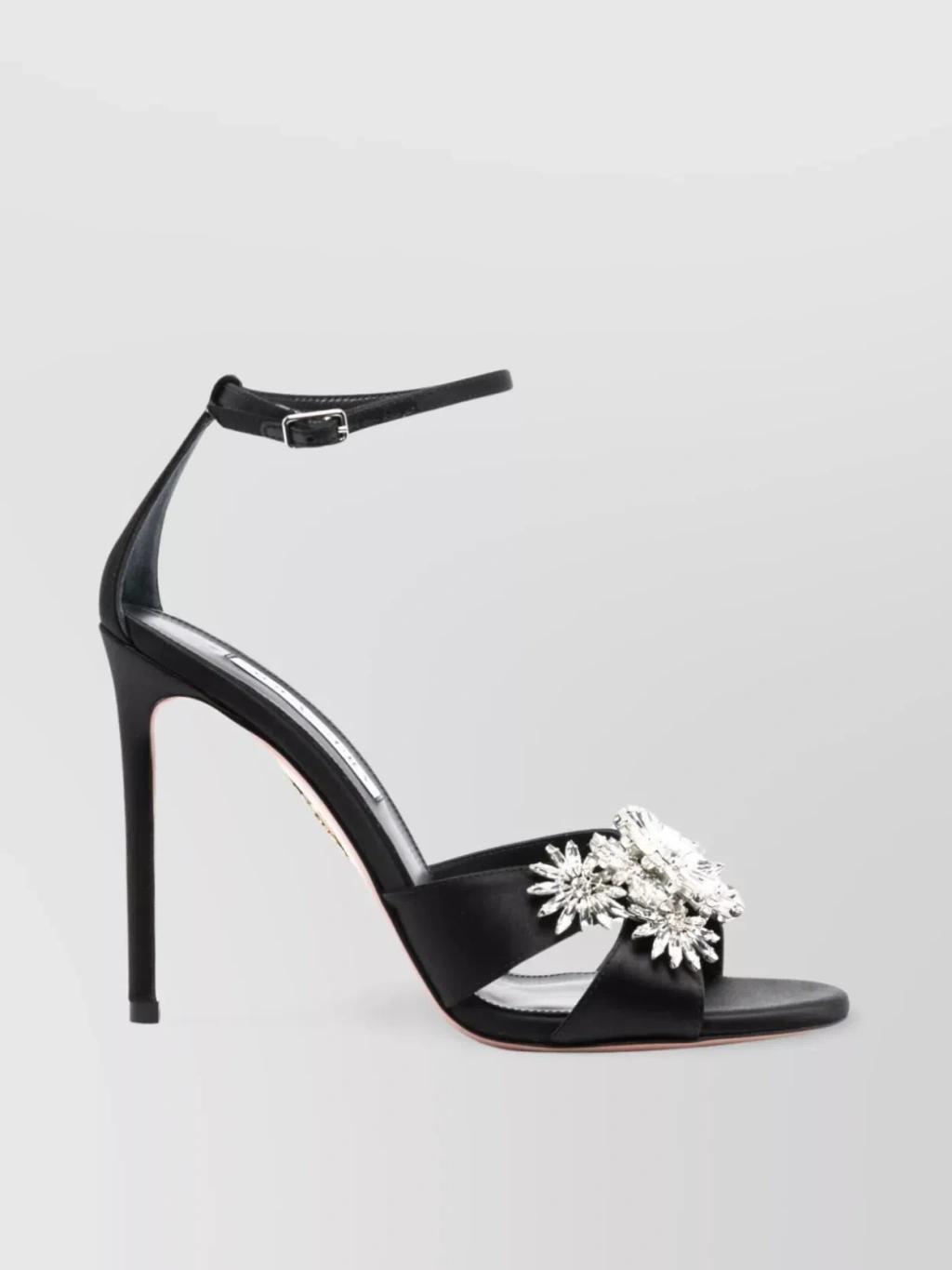 Flower Embellished Sandals In Black Product Image