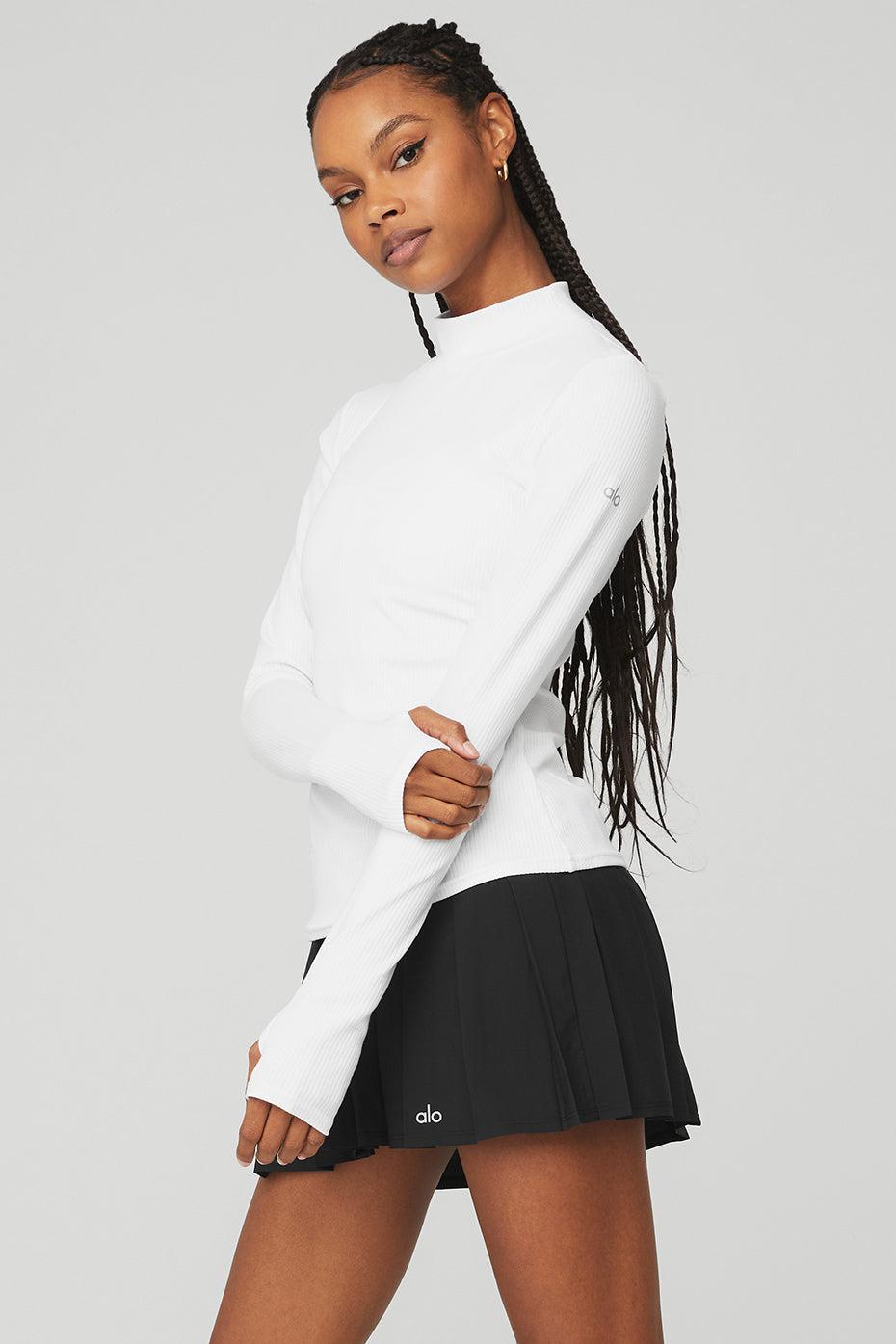 Wellness Rib Mock Neck Long Sleeve - White Female Product Image