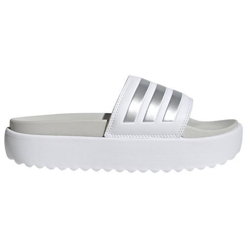 adidas Womens adidas Adilette Platform Slides - Womens Shoes Zero Metallic/White/Grey Product Image