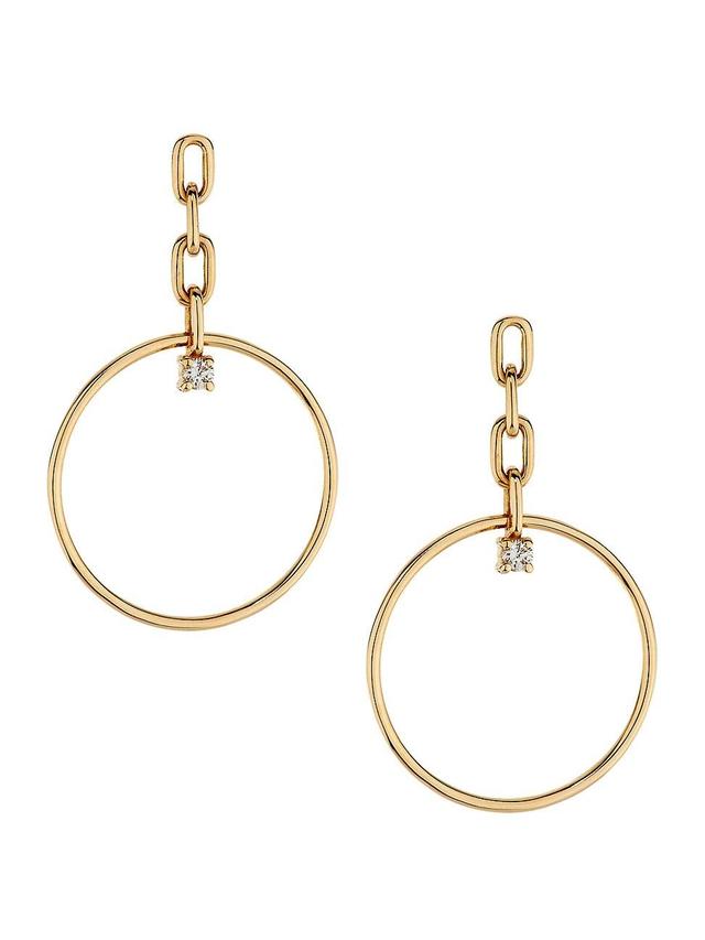 Womens 14K Yellow Gold & 0.17 TCW Diamond Circle Drop Earrings Product Image