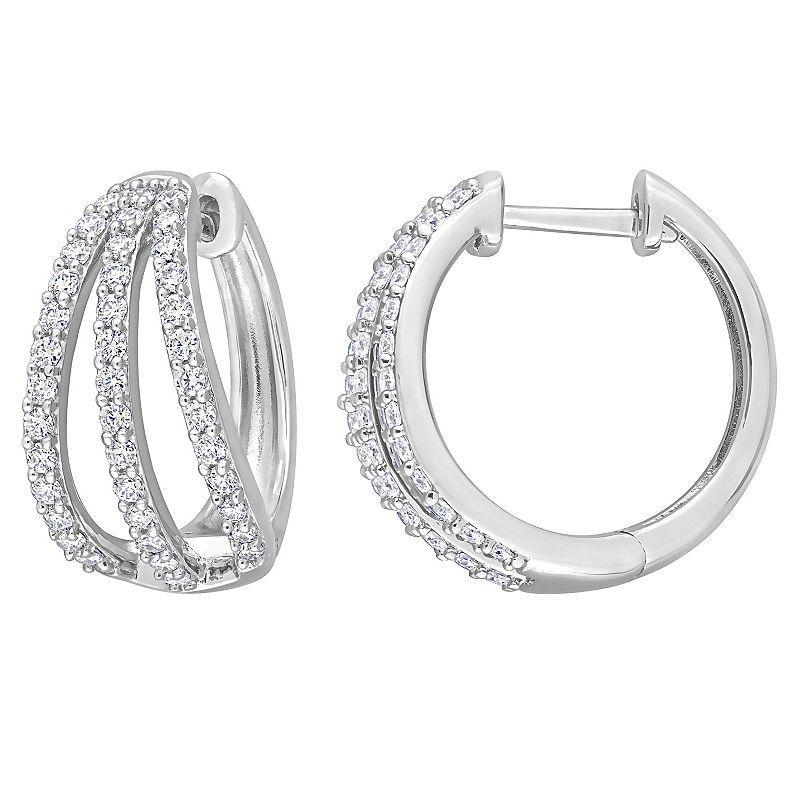 Stella Grace Sterling Silver 4/5 Carat T.W Lab-Created Moissanite Hoop Earrings, Womens Product Image