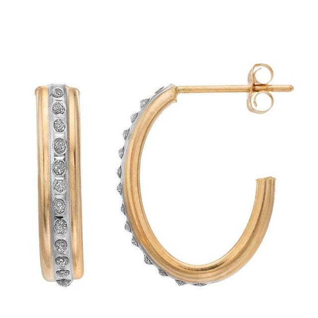 Diamond Fascination 14k Gold Diamond Accent J-Hoop Earrings, Womens, Yellow Product Image