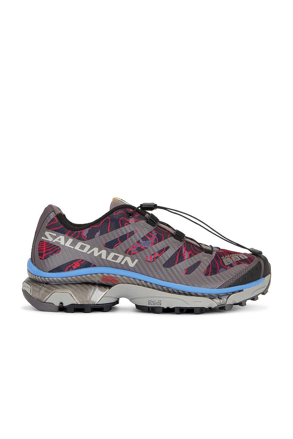 Salomon Xt-4 Og Sneaker In Black, Plum, Kitten, & Blue in Grey Product Image