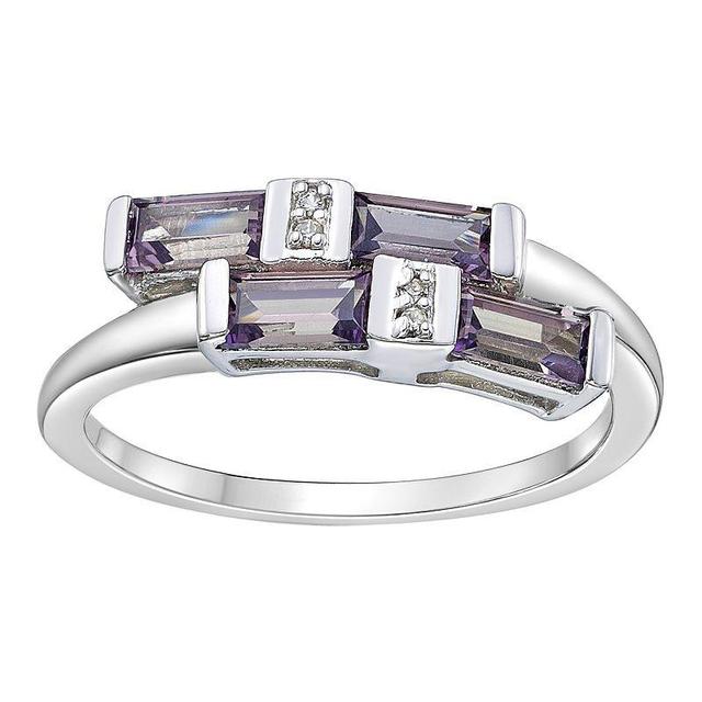 Gemminded Sterling Silver Lab-Created Alexandrite & Lab-Created White Sapphire Overlap Ring, Womens Product Image