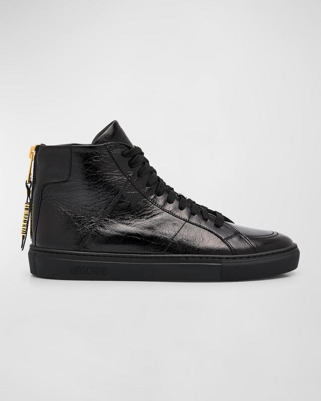 Men's Leather Zip High-Top Sneakers Product Image