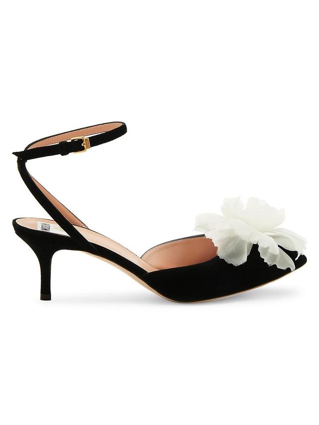 Womens Cloud 50MM Suede Floral-Embellished Ankle-Strap Pumps Product Image