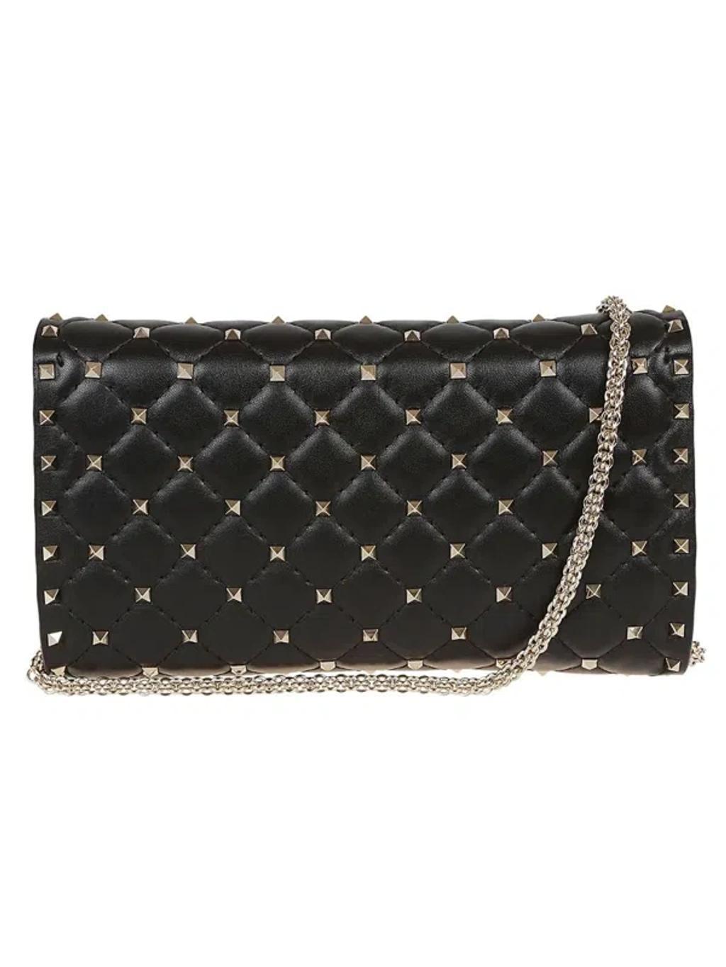 VALENTINO GARAVANI Rockstud Spike Foldover Top Shoulder Bag In Black Product Image