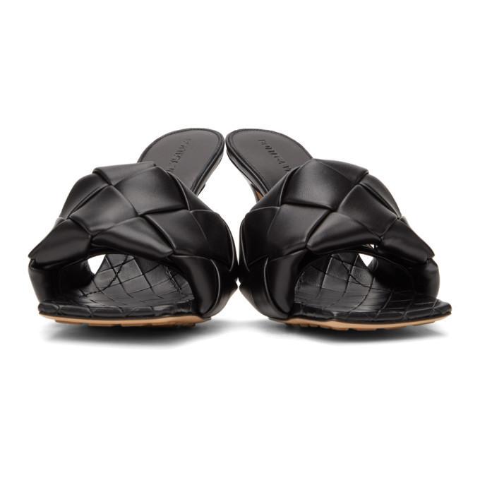 BOTTEGA VENETA Black Intrecciato Lido Heeled Sandals In 1000 Black Product Image